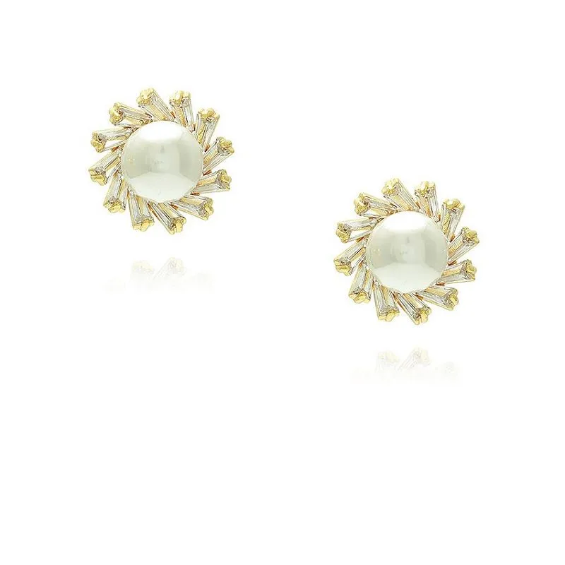 Classic Stud Pearl Earring Kab tshoob