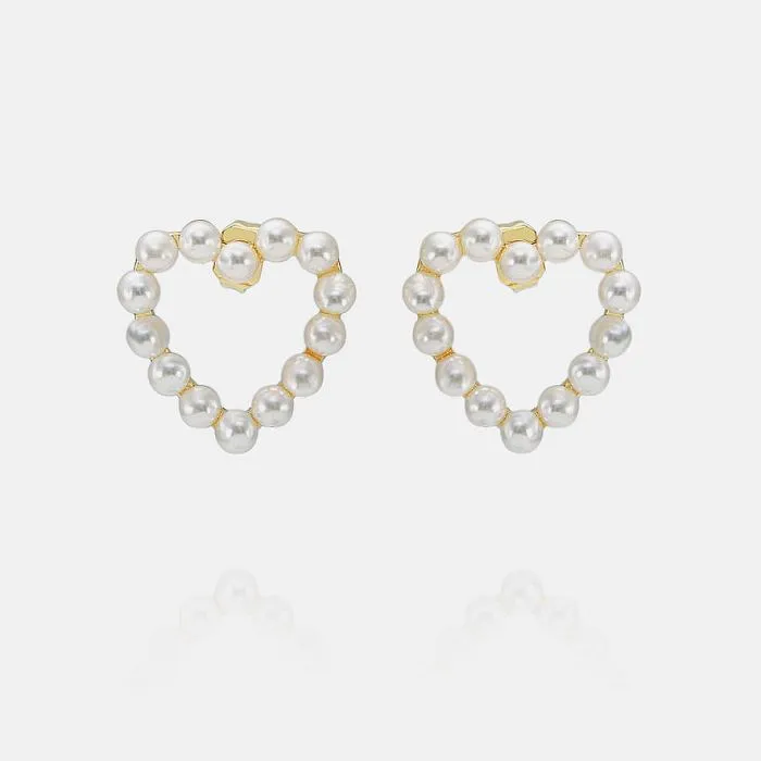 Fashion Dawb Pearl Heart Earring
