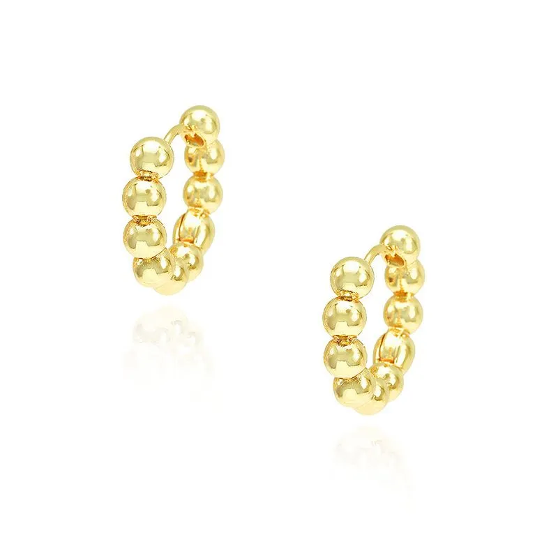 Glossy Round Beads Hoop Pob Ntshoo