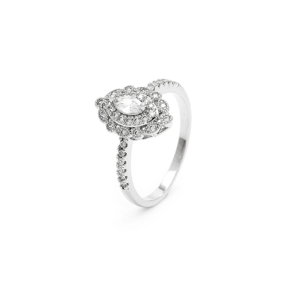 Marquise Zirconia Sterling Silver Nplhaib