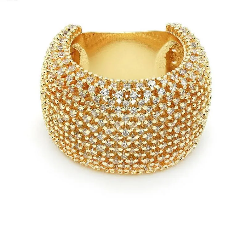 Nrov Brass Kub Plated Pave Ring