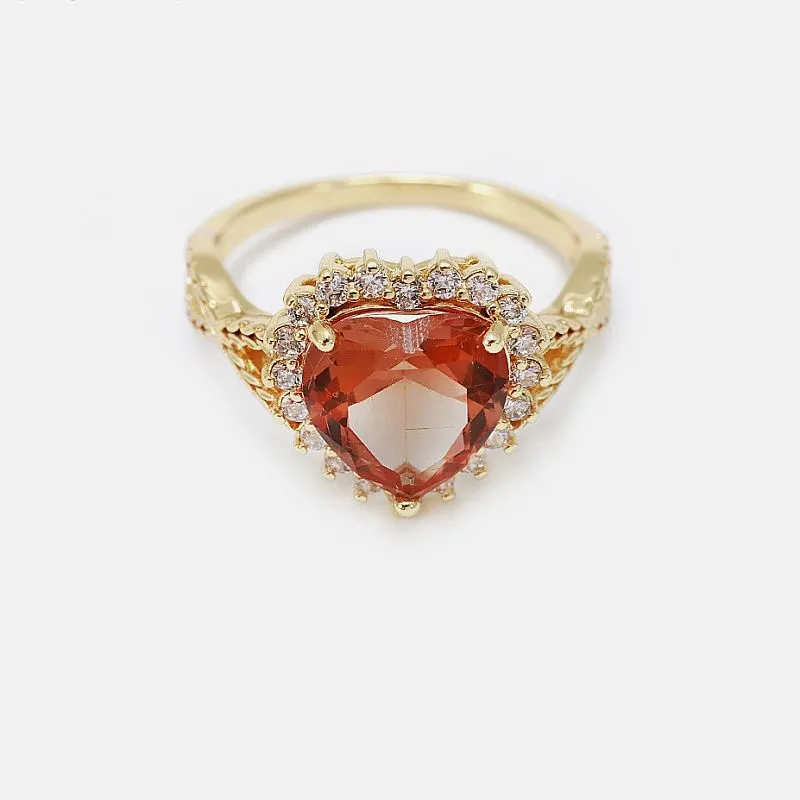 Red Glass Heart Ring