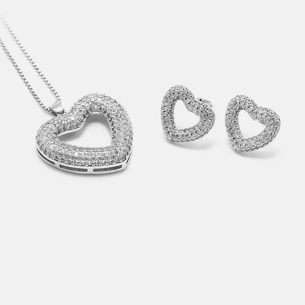 Rhodium plated lub siab cov hniav nyiaj hniav kub teeb