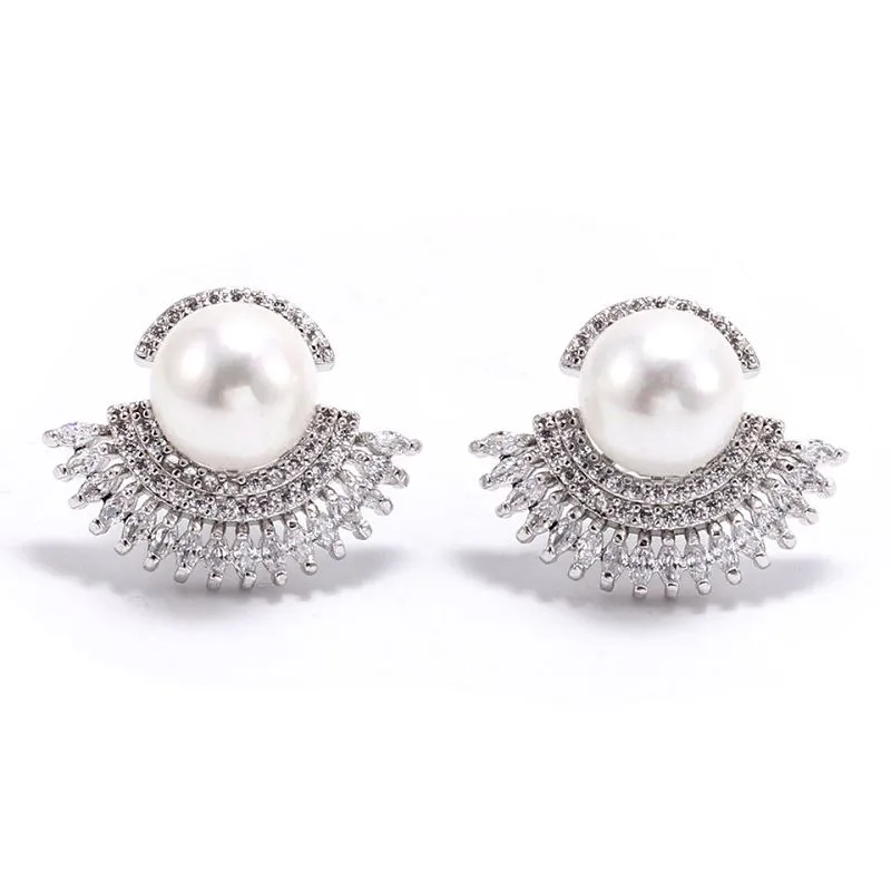 Rhodium Plated Plhaub Pearl Earring